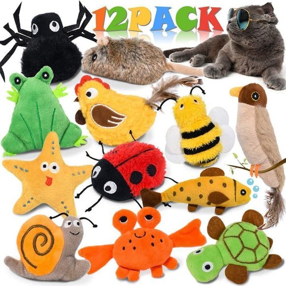 Catnip Toys for Indoor Cats, 12 Pack Crinkle Interactive Cat Toy - Picture 2 of 2
